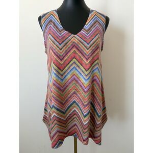 Nally & Millie Chevron V-Neck Tunic Top Women's M Hi-Lo Hem EUC Fun Flirty